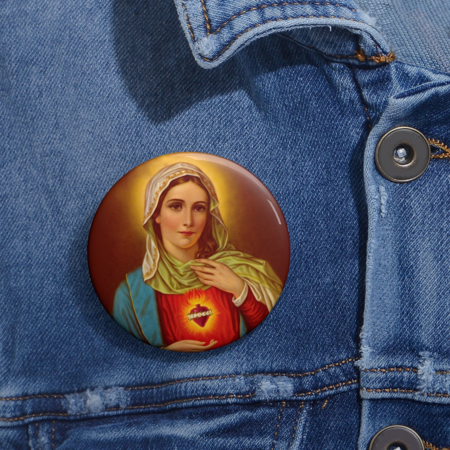 Pin Buttons, Immaculate Mary Catholic Religious Gift, Button Pins, Custom Badge, Mother Mary, Christian Accessories