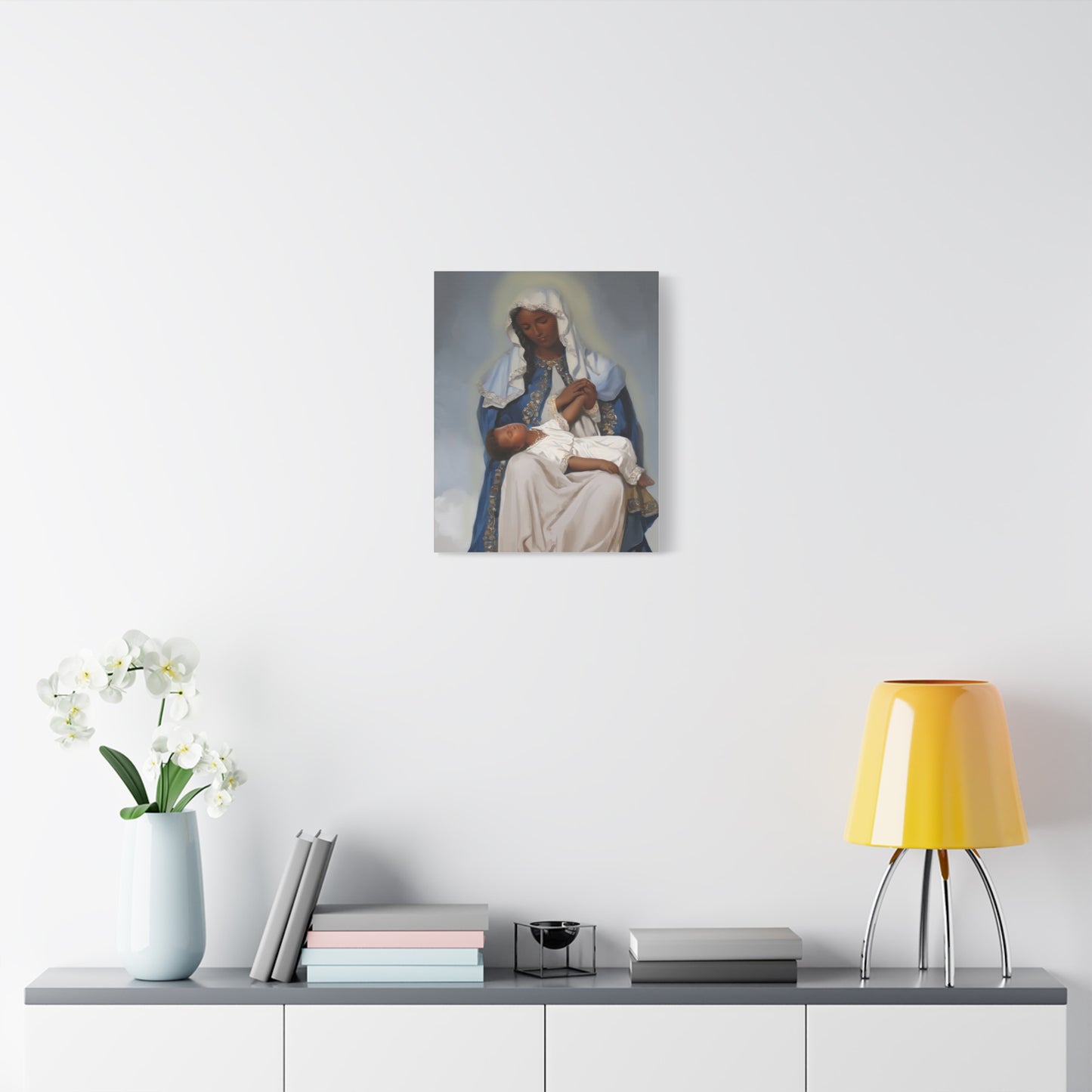 Our Lady Providence Mary Brown Skin Catholic Canvas Wall Art, Christian Decor