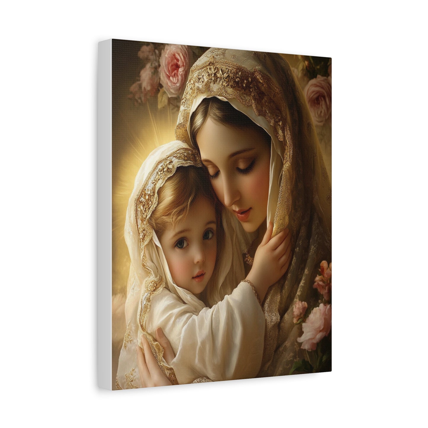 Mother Mary with Jesus Catholic Canvas Wall Art, Christian Decor