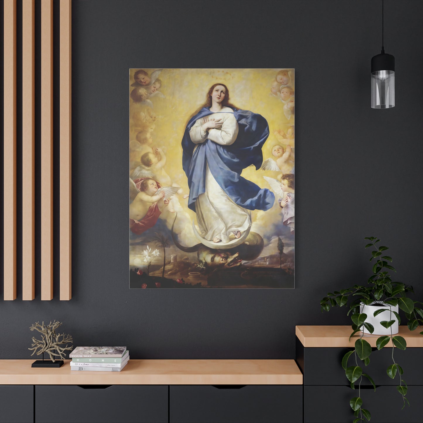 Ready to Hang - Immaculate Conception Virgin Mary Catholic Canvas Wall Art, Christian Decor
