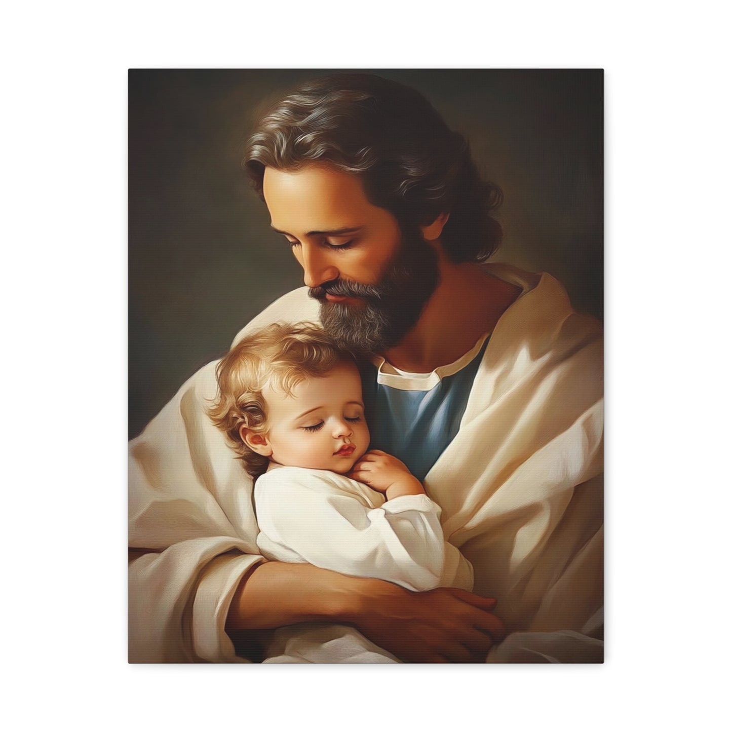 St. Joseph and Jesus Catholic Canvas Wall Art, Christian Decor