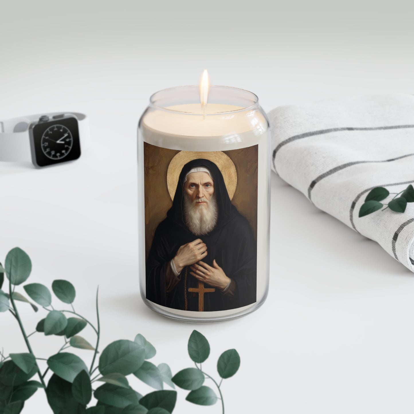 St. Benedict of Nursia Catholic Serenity Scented Candle, 13.75oz | Relaxation Gift, Home Decor, Calm Atmosphere, Religious Decor