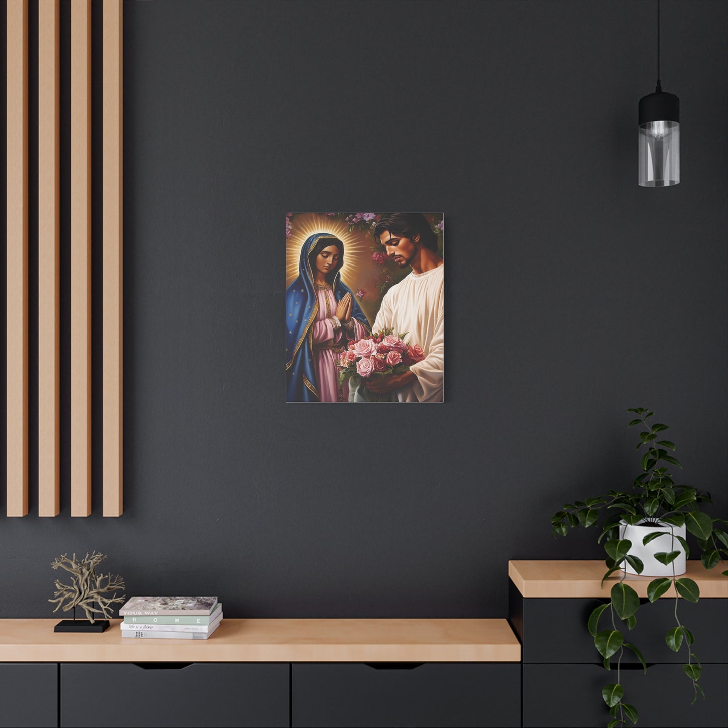 Our Lady Guadalupe and St. Juan Diego Full of Roses Catholic Canvas Wall Art, Christian Decor