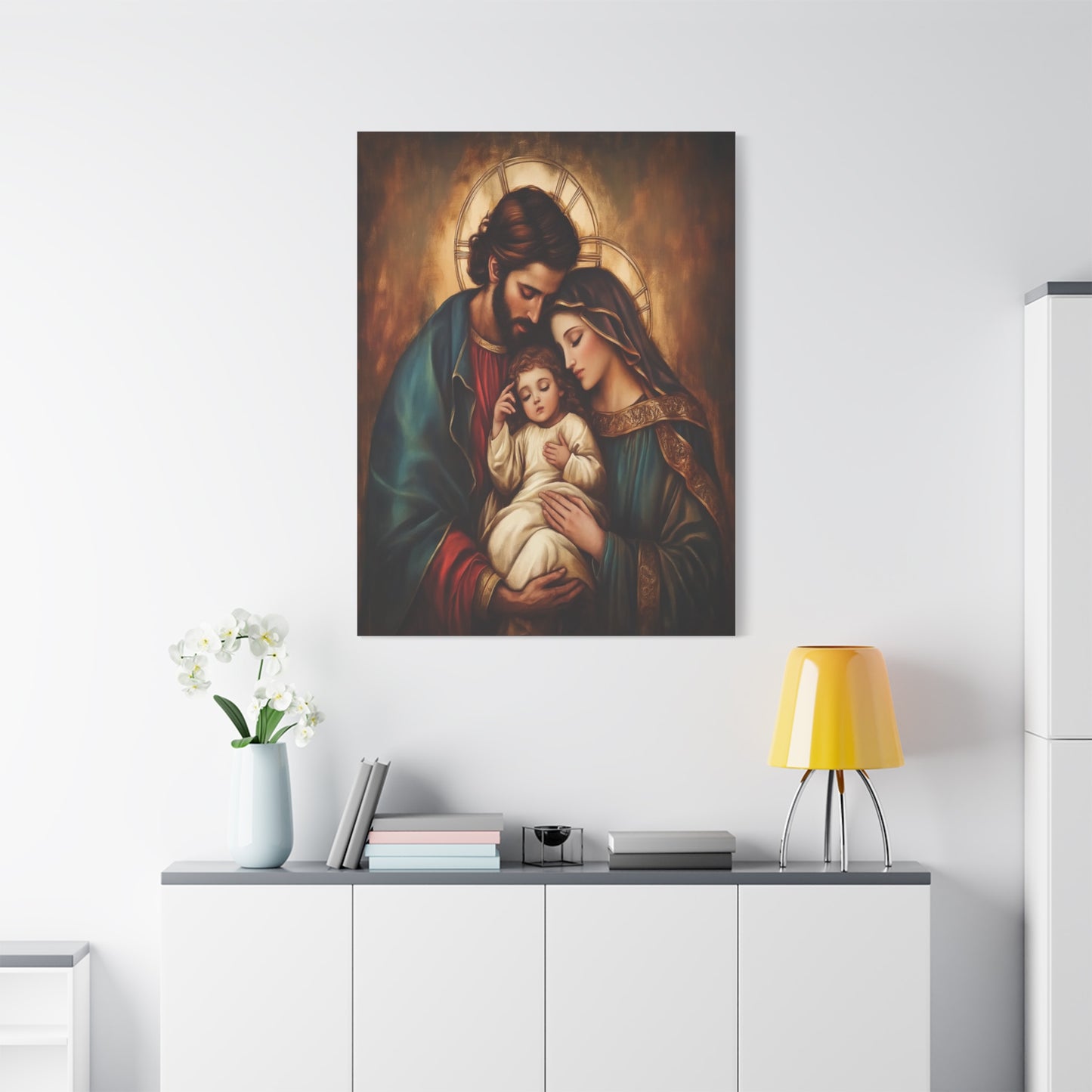 Holy Family Catholic Canvas Wall Art, Christian Decor