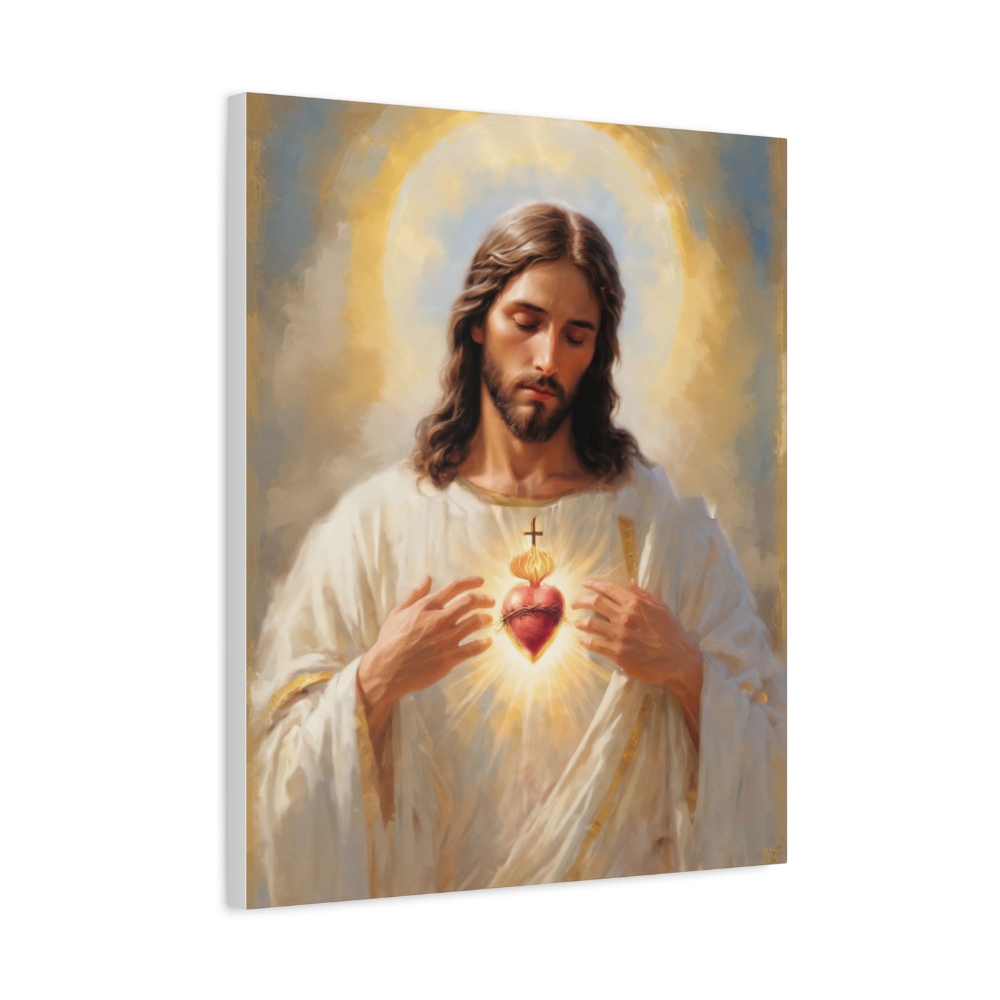 Jesus Christ Sacred Heart Catholic Canvas Wall Art, Christian Decor