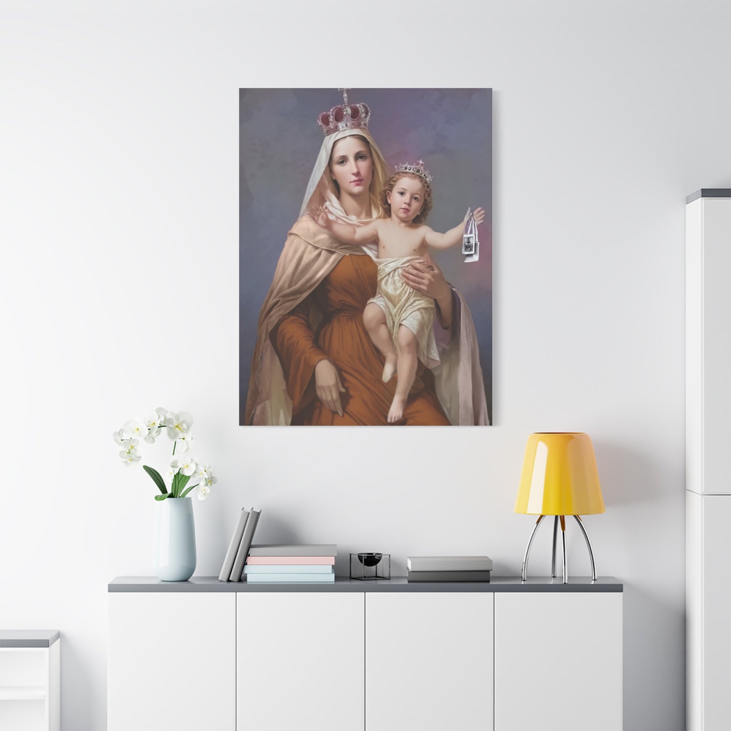 Our Lady of Mount Carmel Catholic Canvas Wall Art, Christian Decor