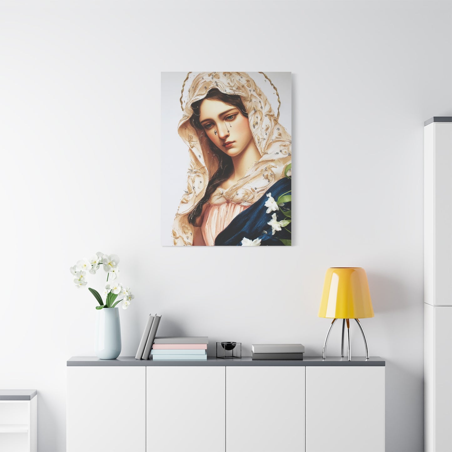 Ready to Hang - Our Lady Tears Catholic Canvas Wall Art, Christian Decor