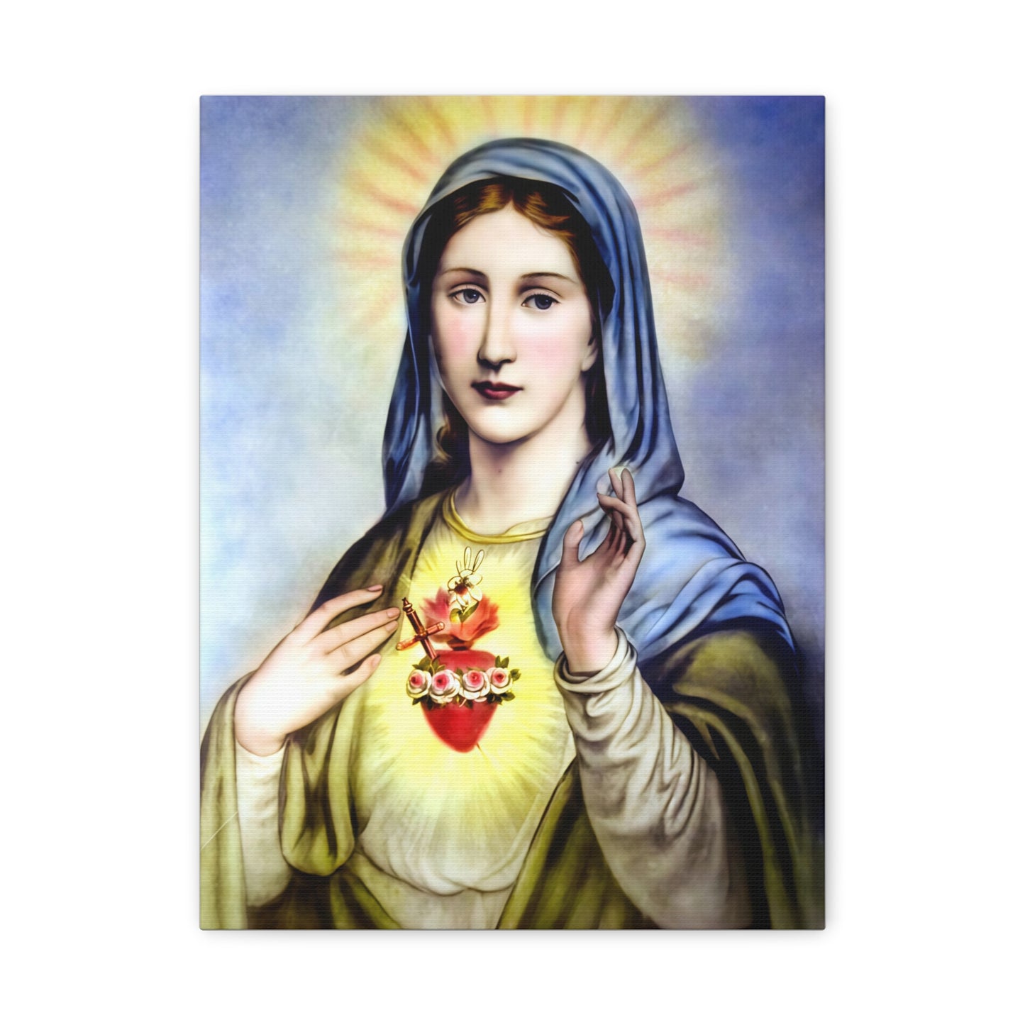 Ready to Hang - Immaculate Heart Virgin Mary Catholic Canvas Wall Art, Christian Decor