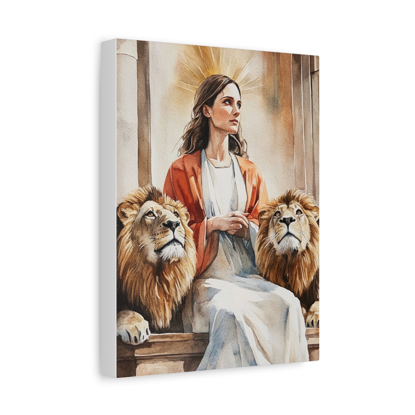 Ready To Hang - St. Prisca with Lions Catholic Canvas Wall Art, Christian Decor