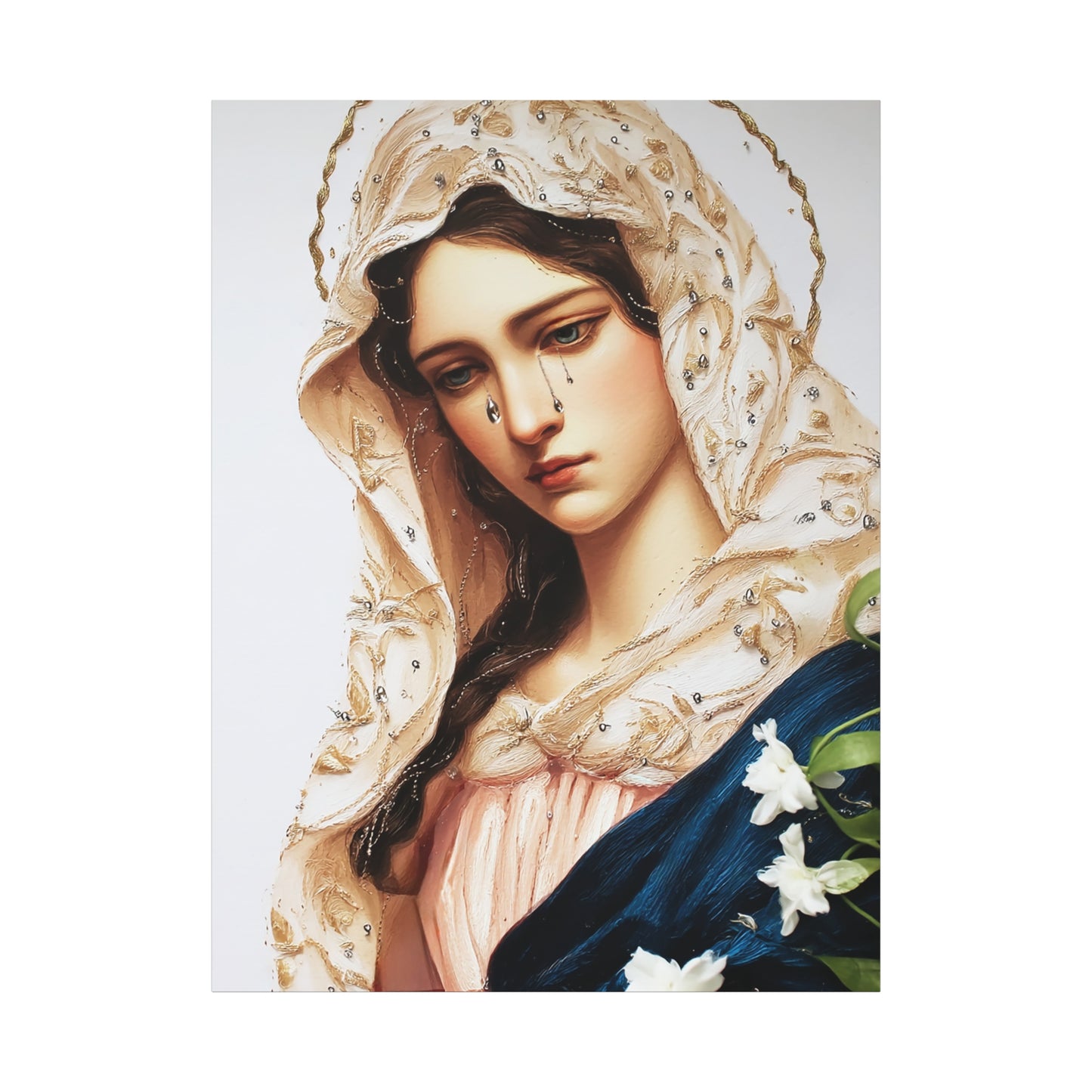 Ready to Hang - Our Lady Tears Catholic Canvas Wall Art, Christian Decor