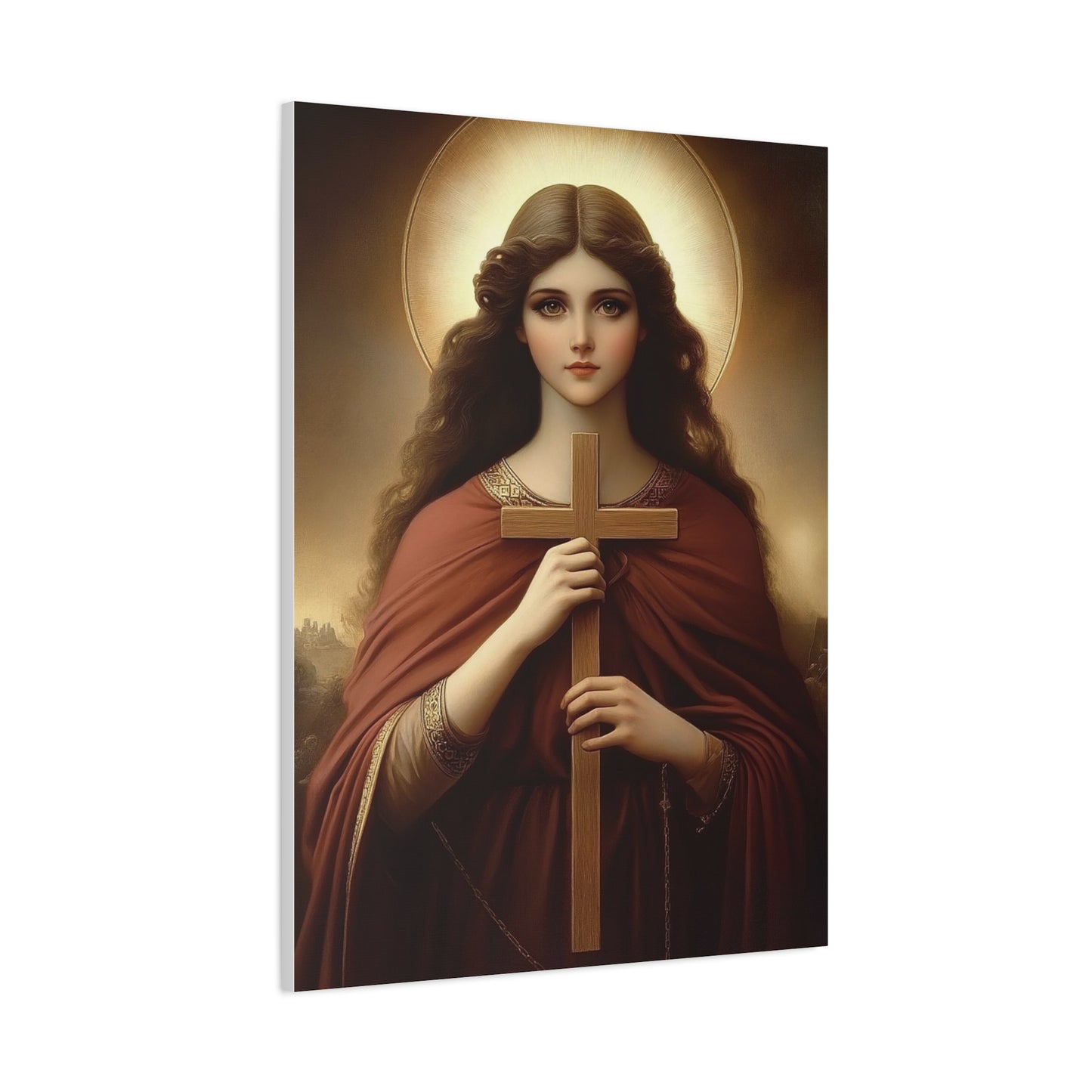 St. Helena and the True Cross Catholic Canvas Wall Art, Christian Decor