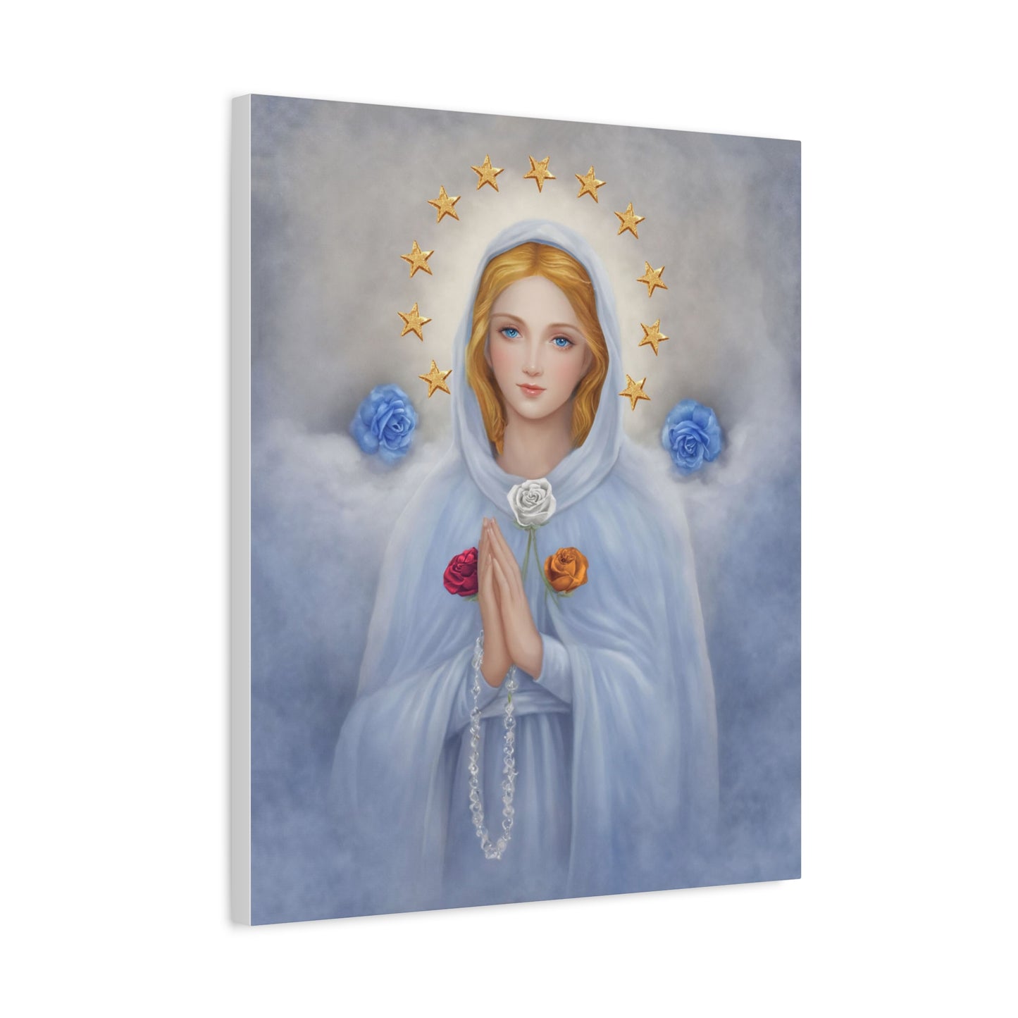 Rosa Mystica Mary Catholic Canvas Wall Art, Christian Decor