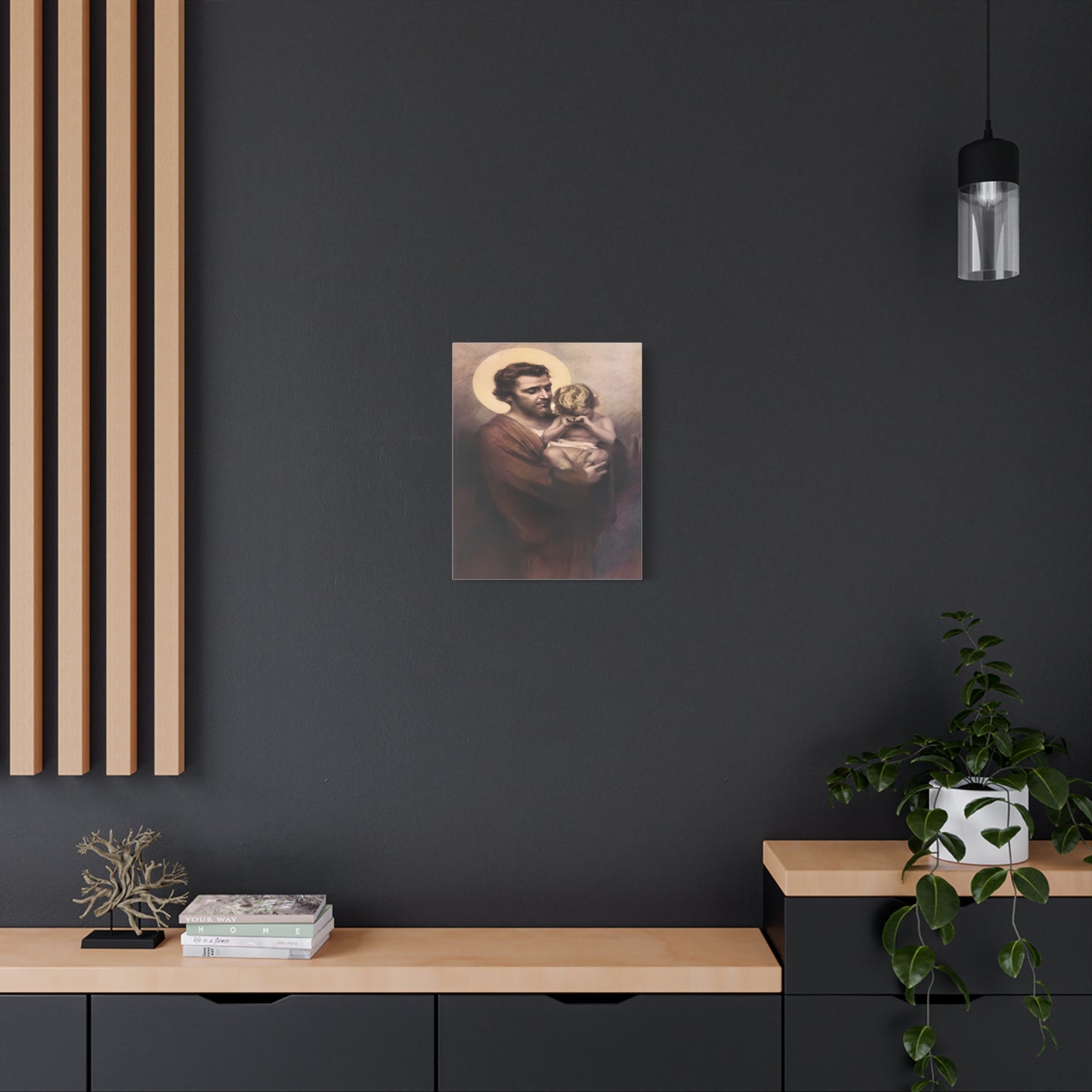 St. Joseph & Child Jesus Crying - Chambers - Catholic Canvas Wall Art, Christian Decor