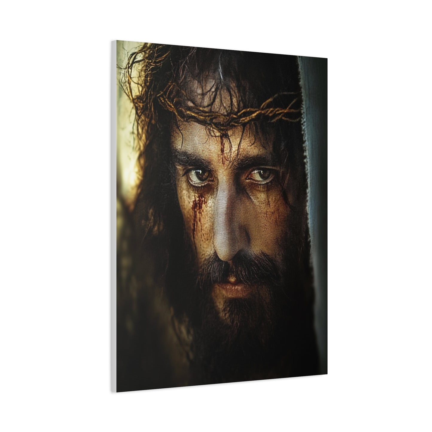 Jesus Christ Our Lord with Crown of Thorns Catholic Canvas Wall Art, Christian Decor