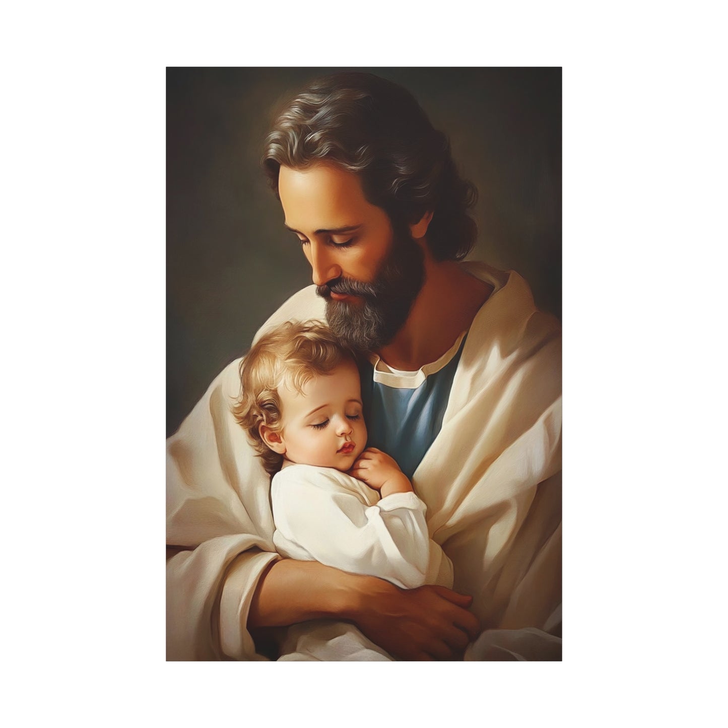 St. Joseph and Jesus Catholic Canvas Wall Art, Christian Decor