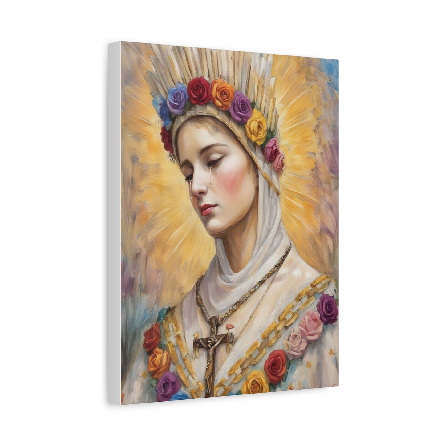 Our Lady La Salette Catholic Canvas Wall Art, Mother Mary Print Christian Decor