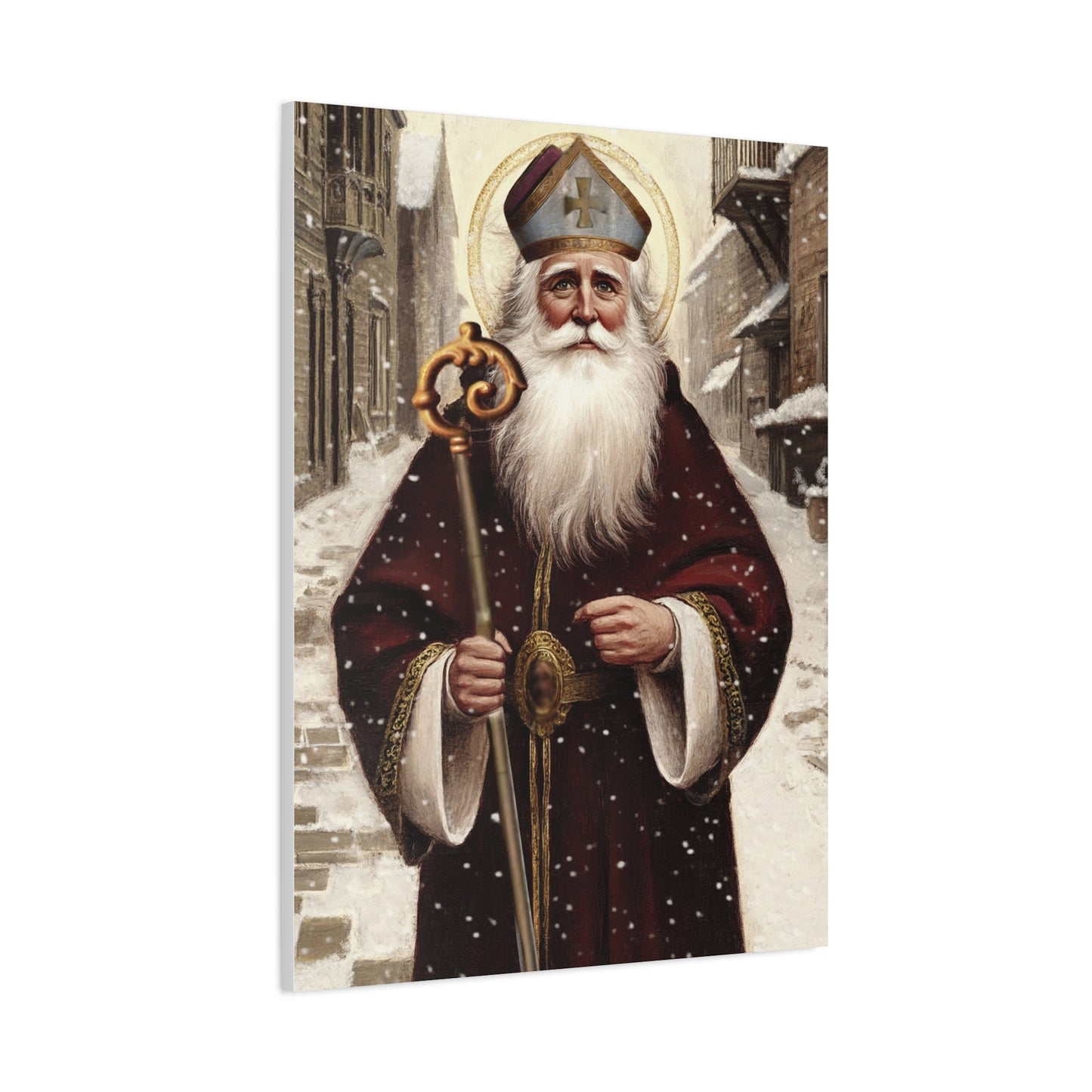 St. Nicholas of Bari Religious Canvas Wall Art, Christian Decor