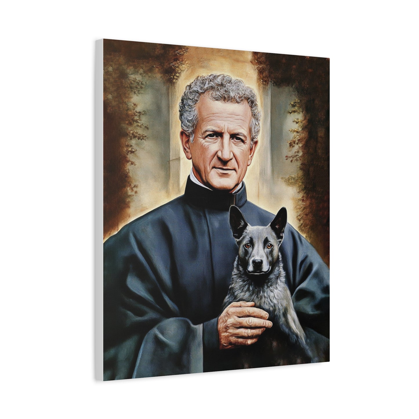 St. John Bosco and Grigio Catholic Canvas Wall Art, Christian Decor