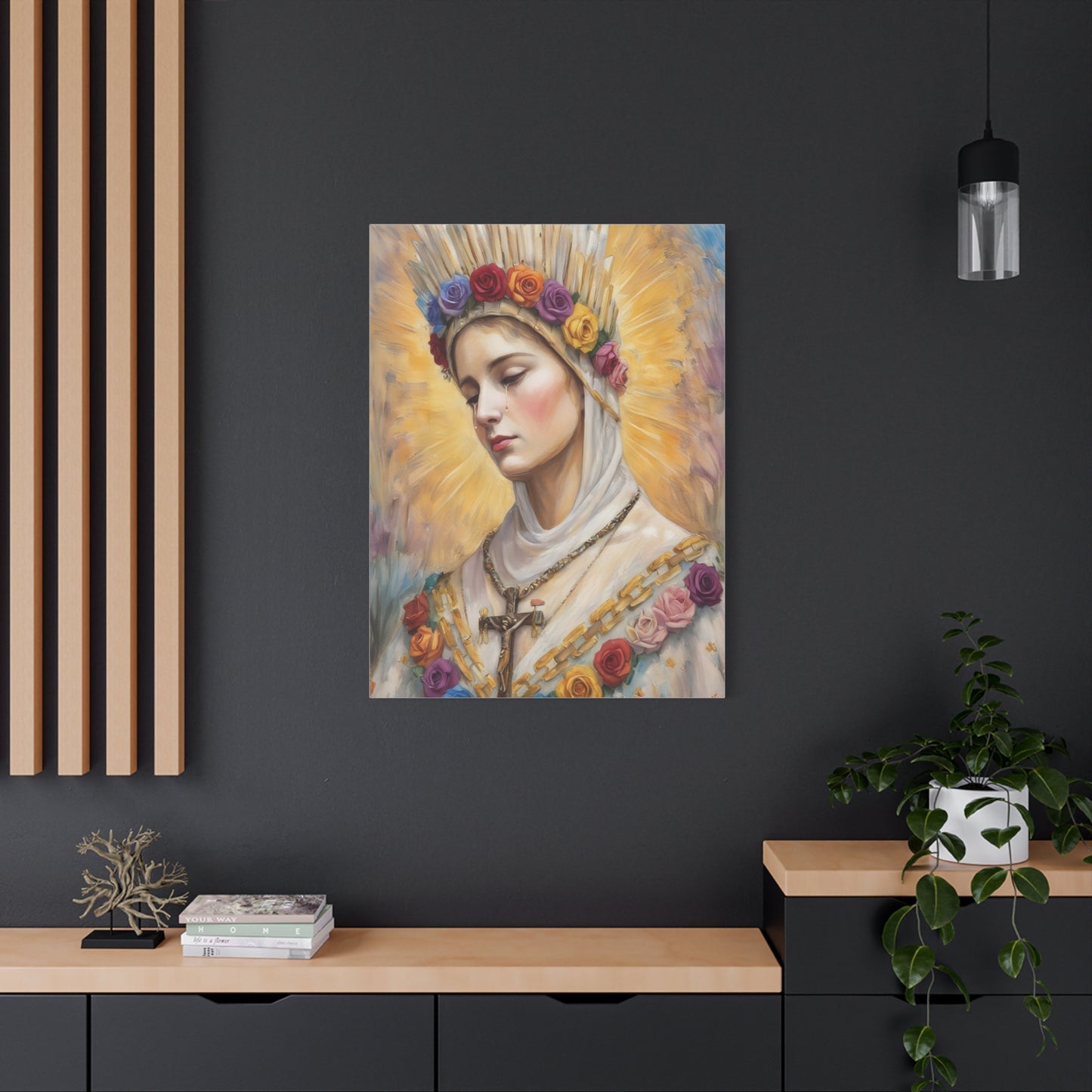 Our Lady La Salette Catholic Canvas Wall Art, Mother Mary Print Christian Decor