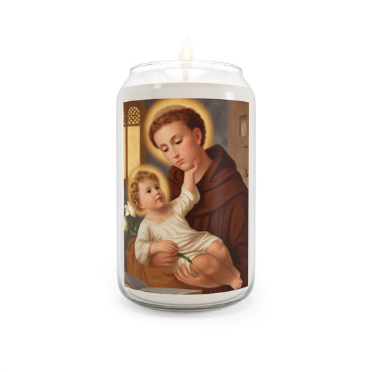 St. Anthony and Baby Jesus Catholic Serenity Scented Candle, 13.75oz | Relaxation Gift, Home Decor, Calm Atmosphere, Religious Decor