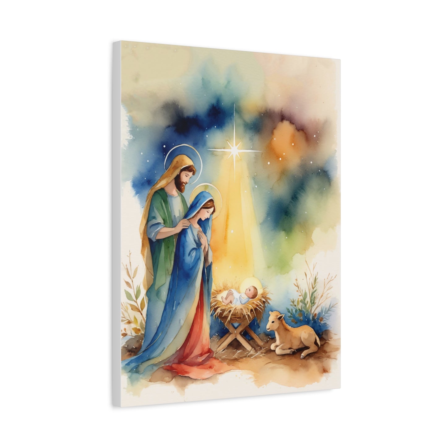 Nativity Scene Holy Family Canvas Wall Art, Christian Decor