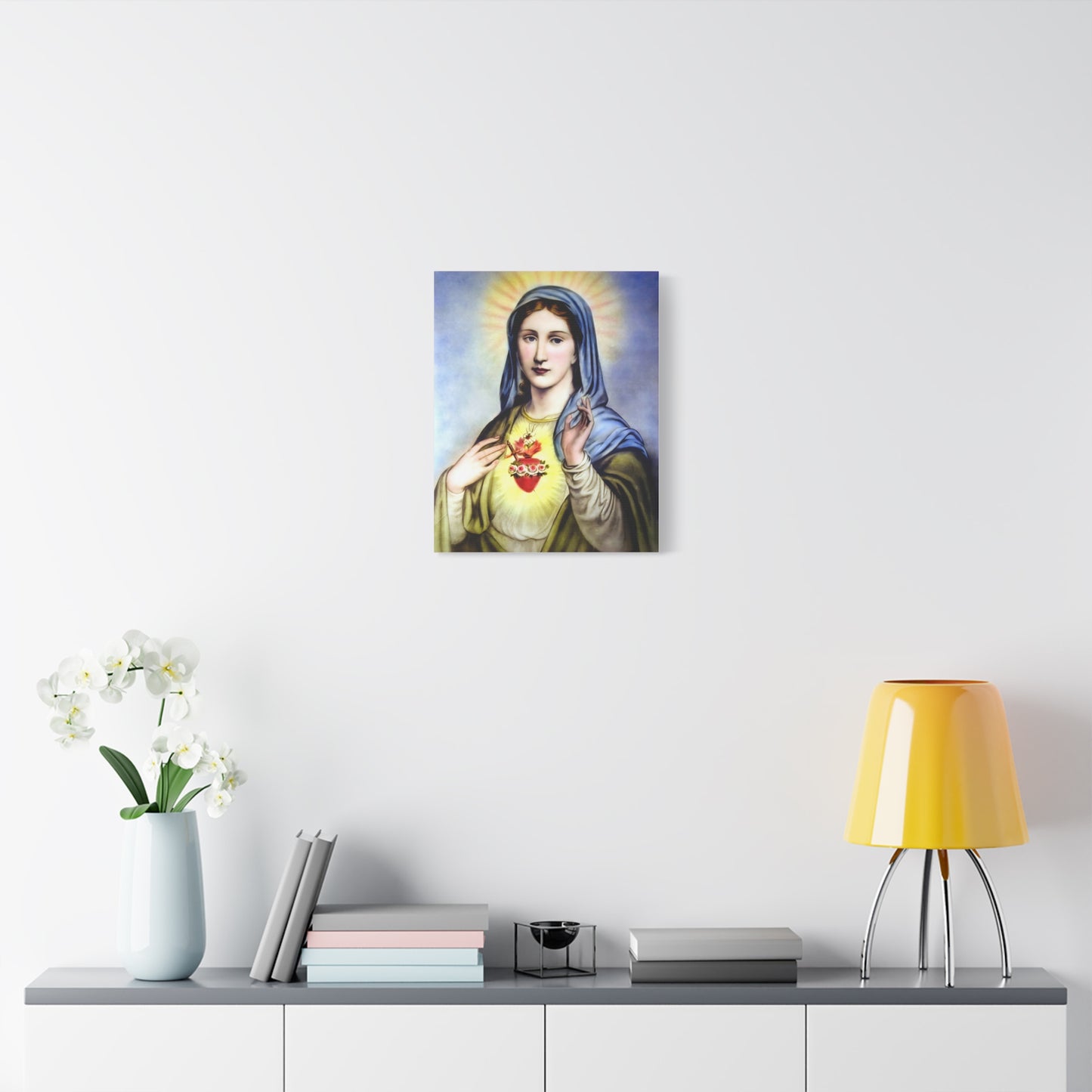 Ready to Hang - Immaculate Heart Virgin Mary Catholic Canvas Wall Art, Christian Decor