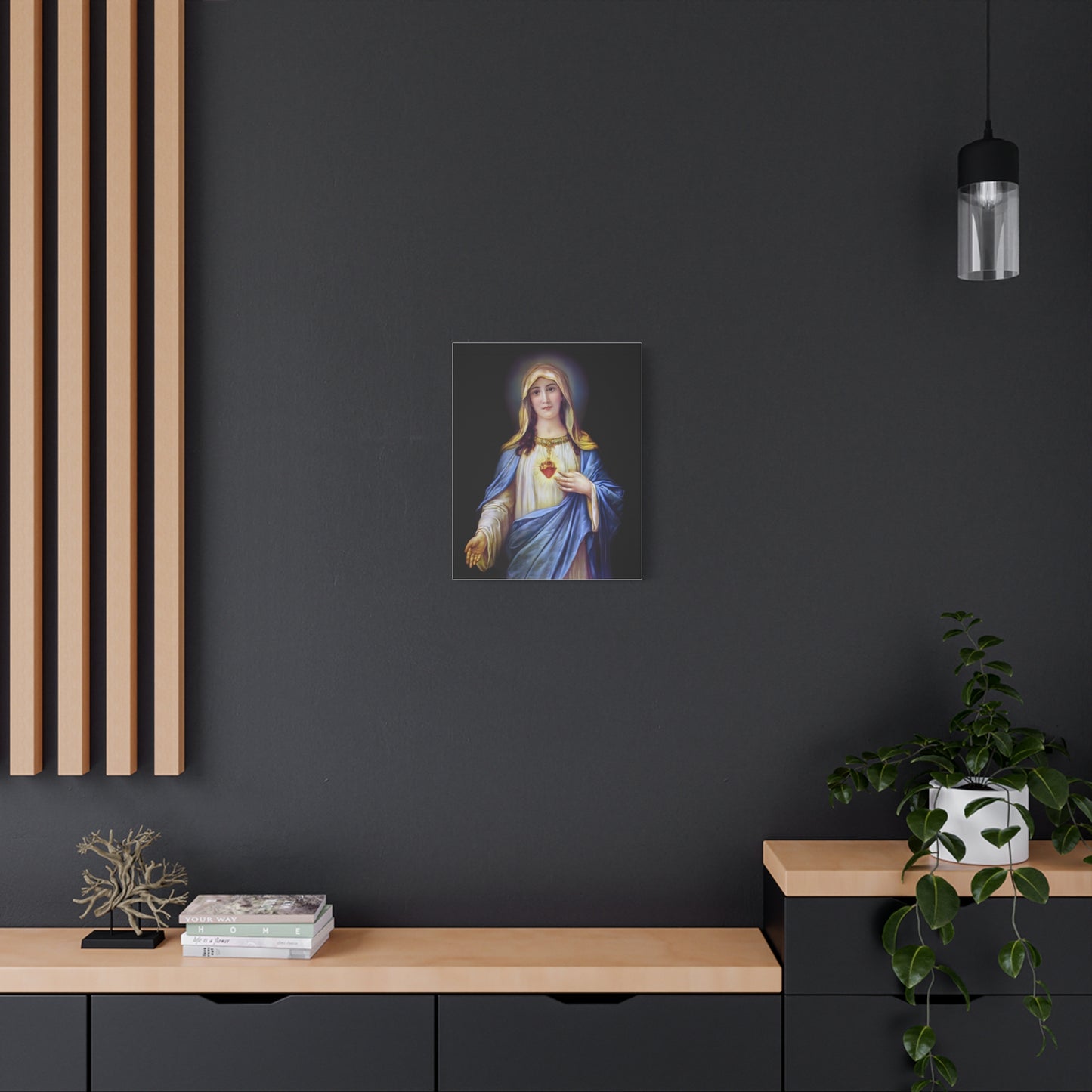 Immaculate Heart Mother Mary - Catholic Canvas Wall Art, Christian Decor