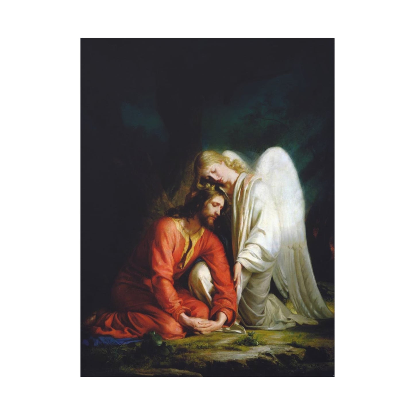 Ready To Hang - Bloch Gethsemane Jesus and Angel Praying - Agony in the Garden Catholic Canvas Wall Art, Christian Decor