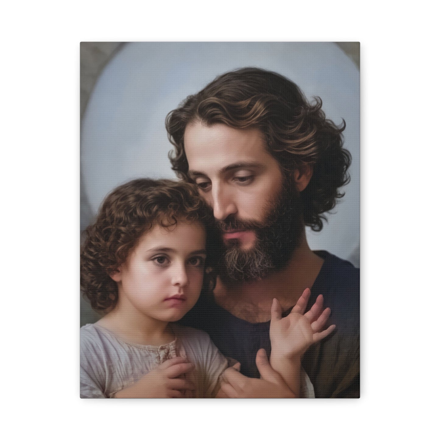St. Joseph and Baby Jesus Catholic Canvas Wall Art, Print Christian Decor