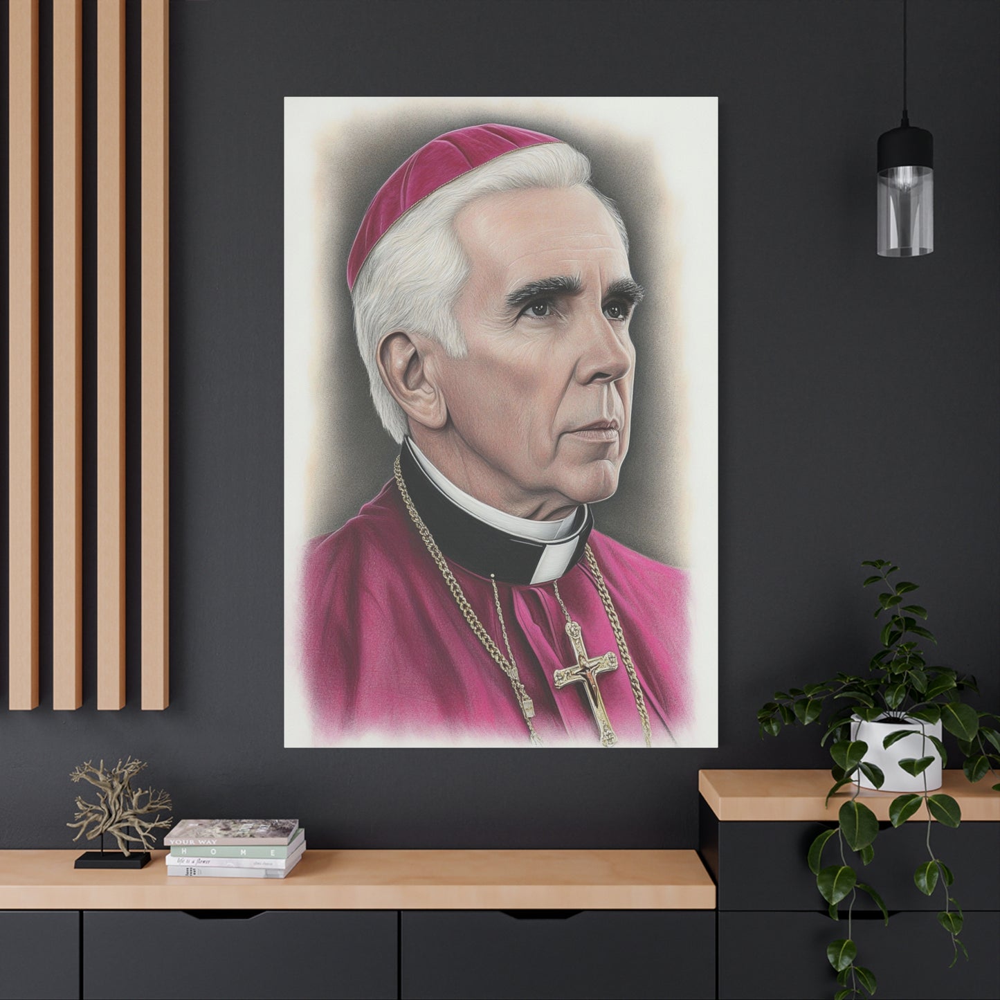 Bishop Fulton Sheen Canvas Print, Catholic Decor Wall, Gift Religious Christian