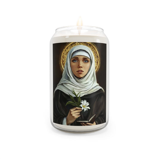 St. Catherine de Ricci Catholic Serenity Scented Candle, 13.75oz | Relaxation Gift, Home Decor, Calm Atmosphere, Religious Decor