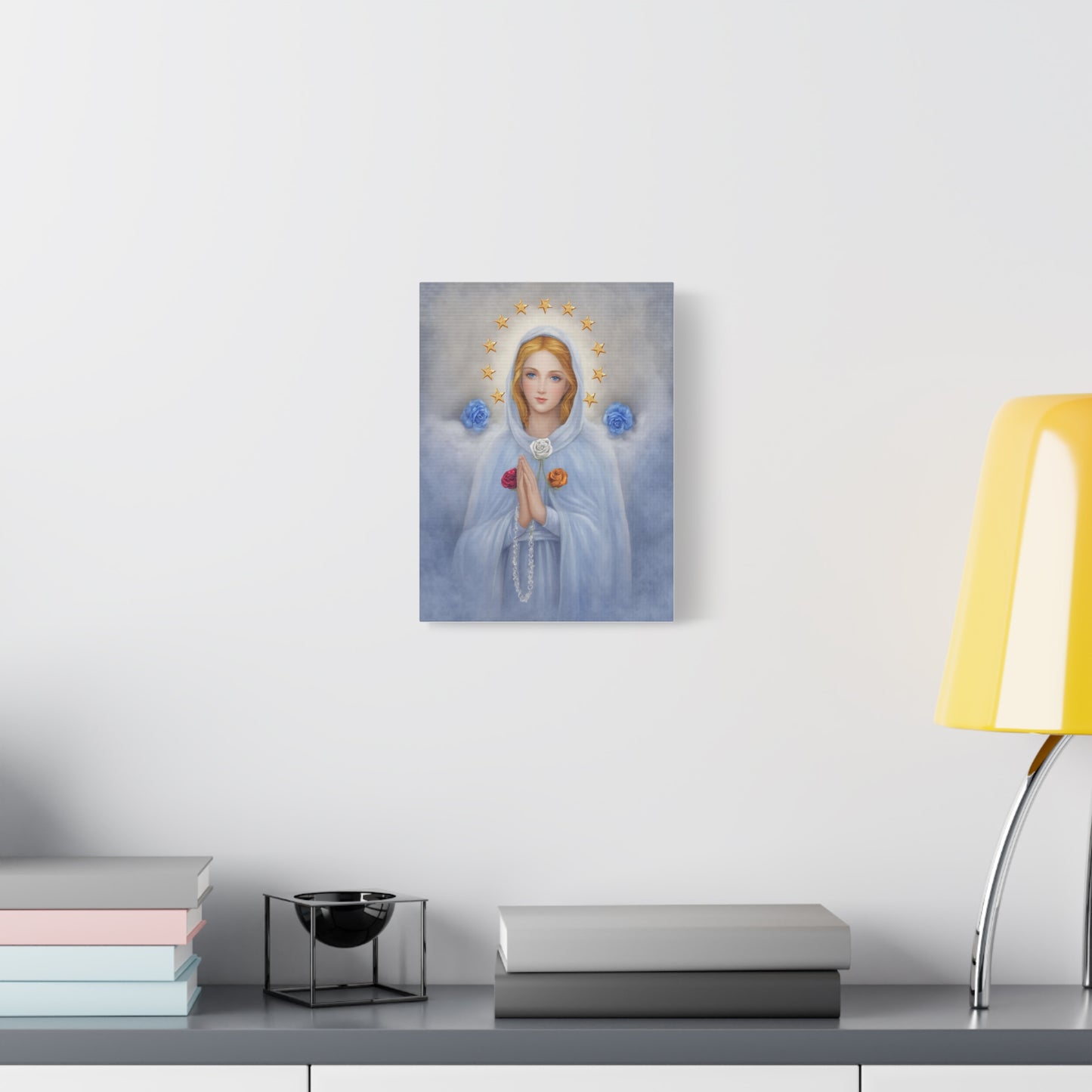 Rosa Mystica Mary Catholic Canvas Wall Art, Christian Decor