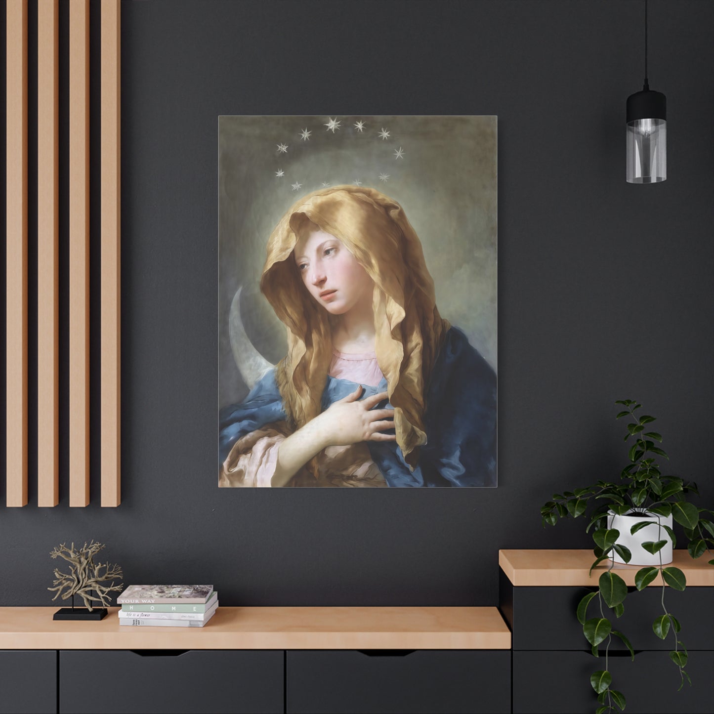 Ready To Hang - Mother Mary Immaculate Conception Art Catholic Canvas Wall Art, Christian Decor
