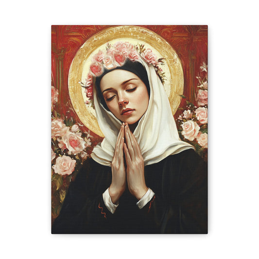 Ready To Hang - St. Rose of Lima Roses Catholic Canvas Wall Art, Christian Decor
