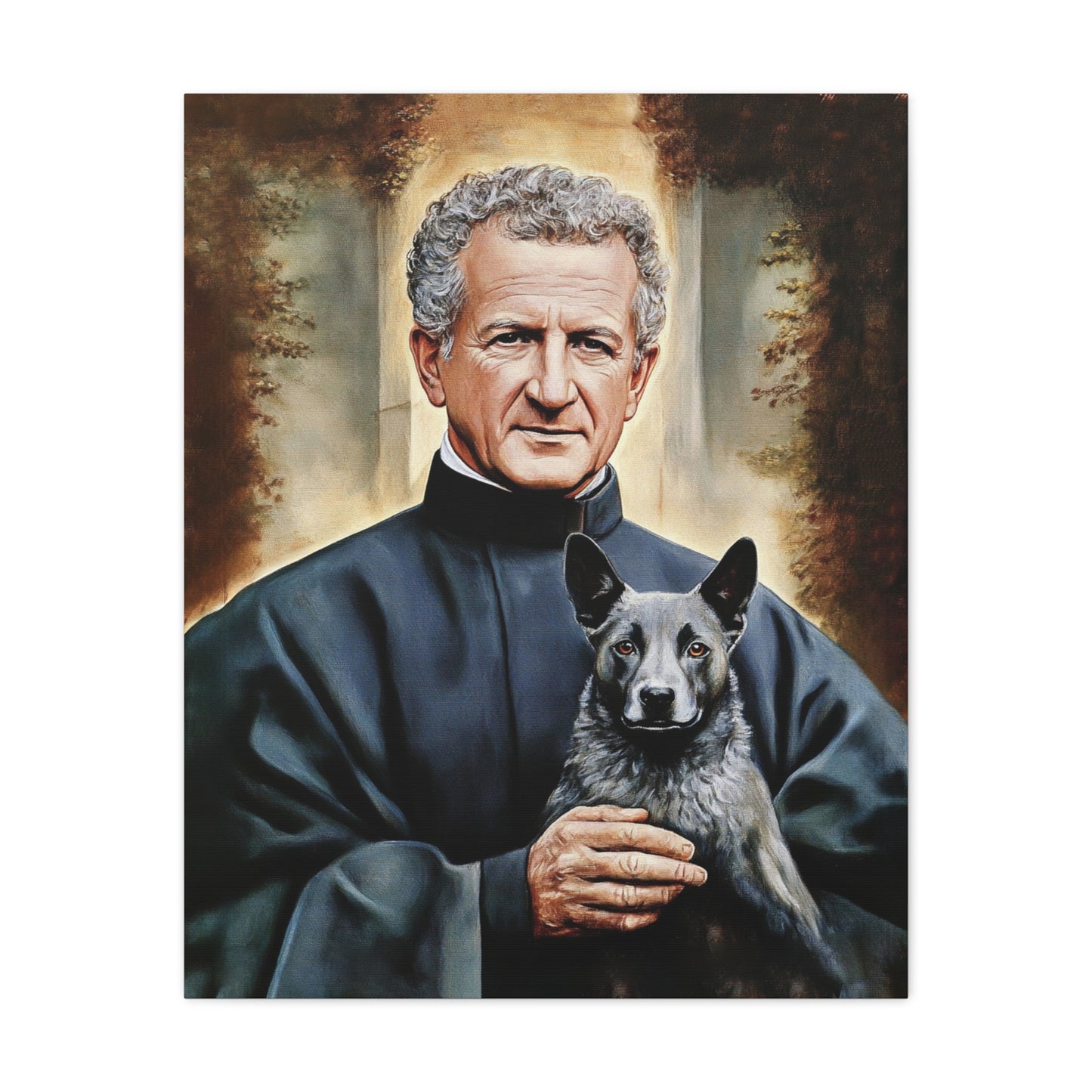St. John Bosco and Grigio Catholic Canvas Wall Art, Christian Decor