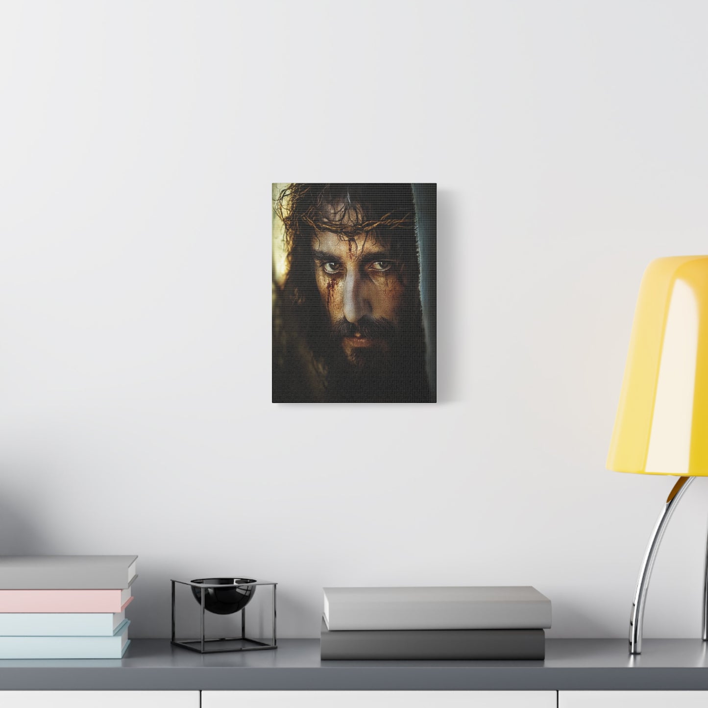 Jesus Christ Our Lord with Crown of Thorns Catholic Canvas Wall Art, Christian Decor