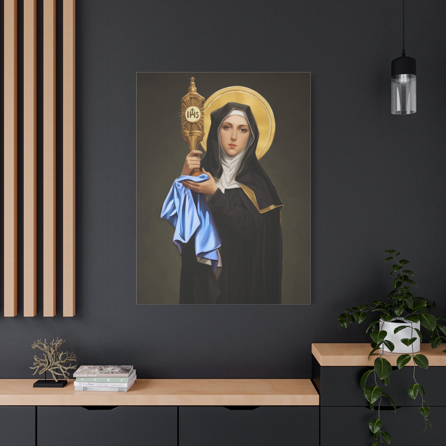 St. Clare of Assisi Catholic Canvas Wall Art, Christian Decor