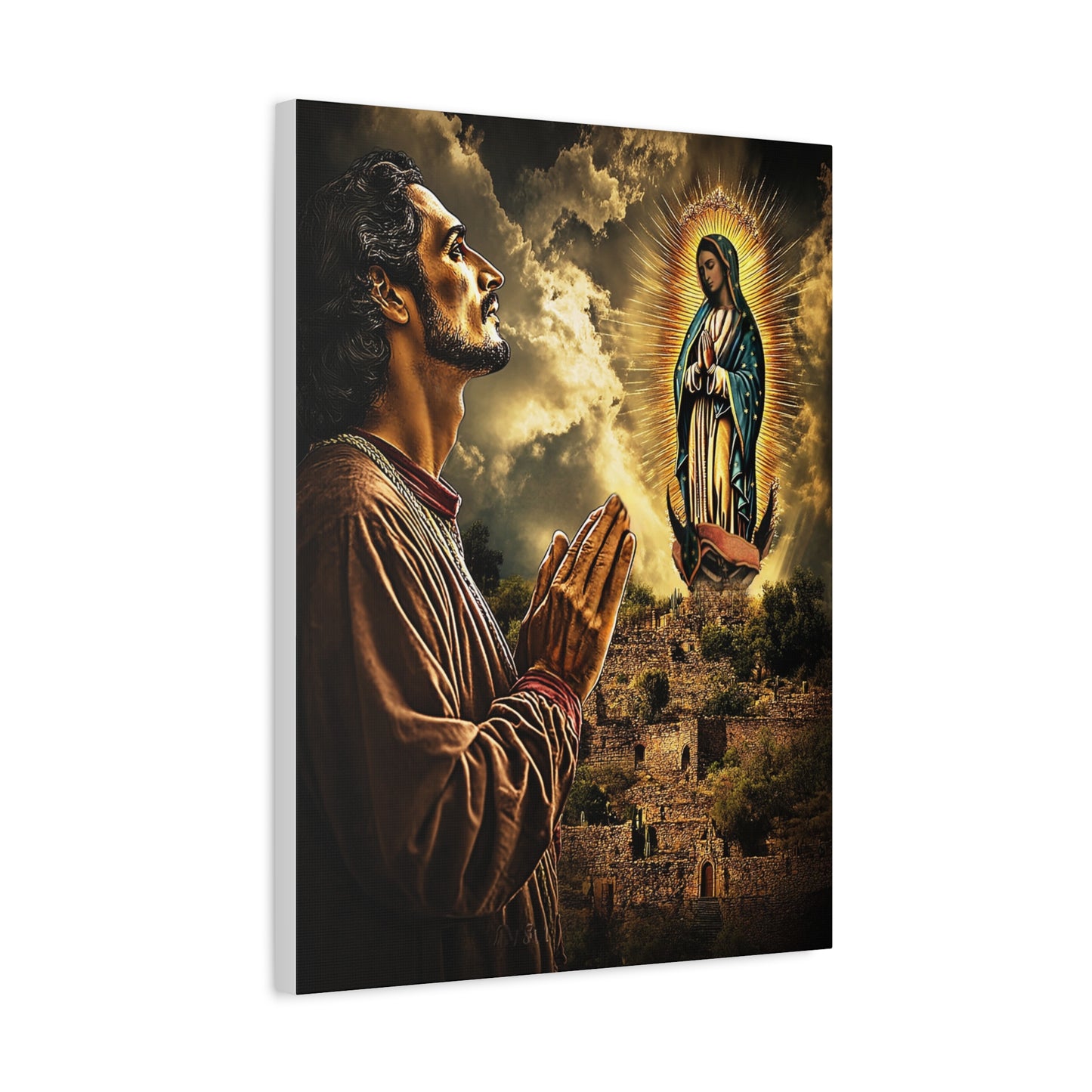 St. Juan Diego Our Lady of Guadalupe Catholic Canvas Wall Art, Christian Decor