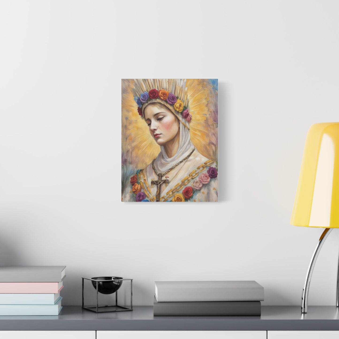 Our Lady La Salette Catholic Canvas Wall Art, Mother Mary Print Christian Decor