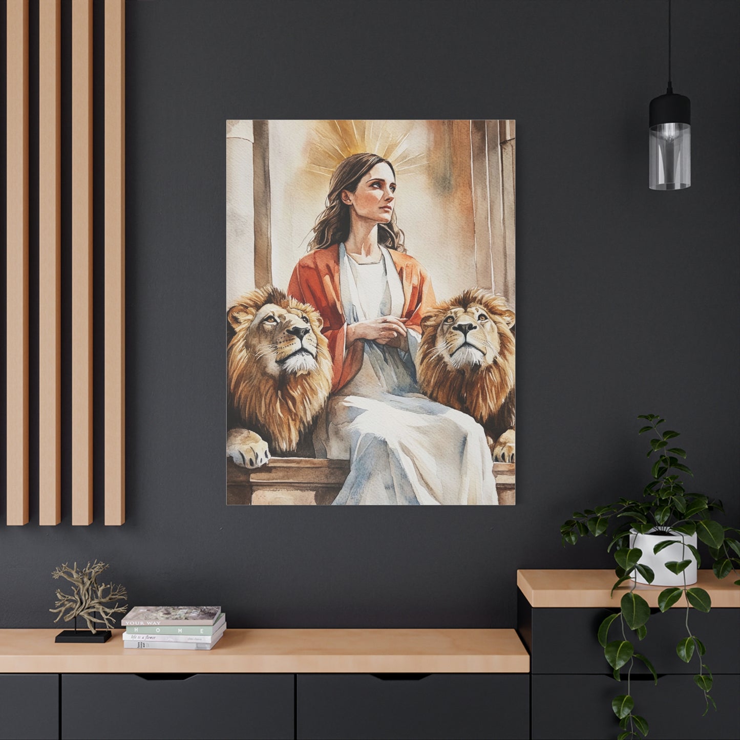 Ready To Hang - St. Prisca with Lions Catholic Canvas Wall Art, Christian Decor