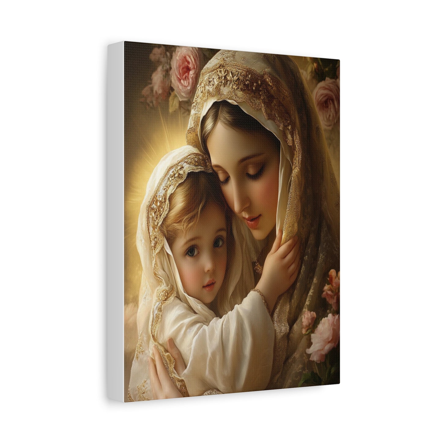 Mother Mary with Jesus Catholic Canvas Wall Art, Christian Decor