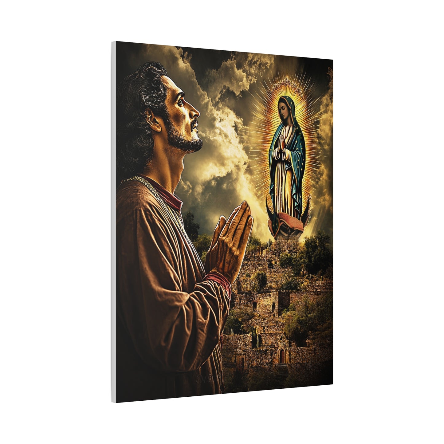 St. Juan Diego Our Lady of Guadalupe Catholic Canvas Wall Art, Christian Decor
