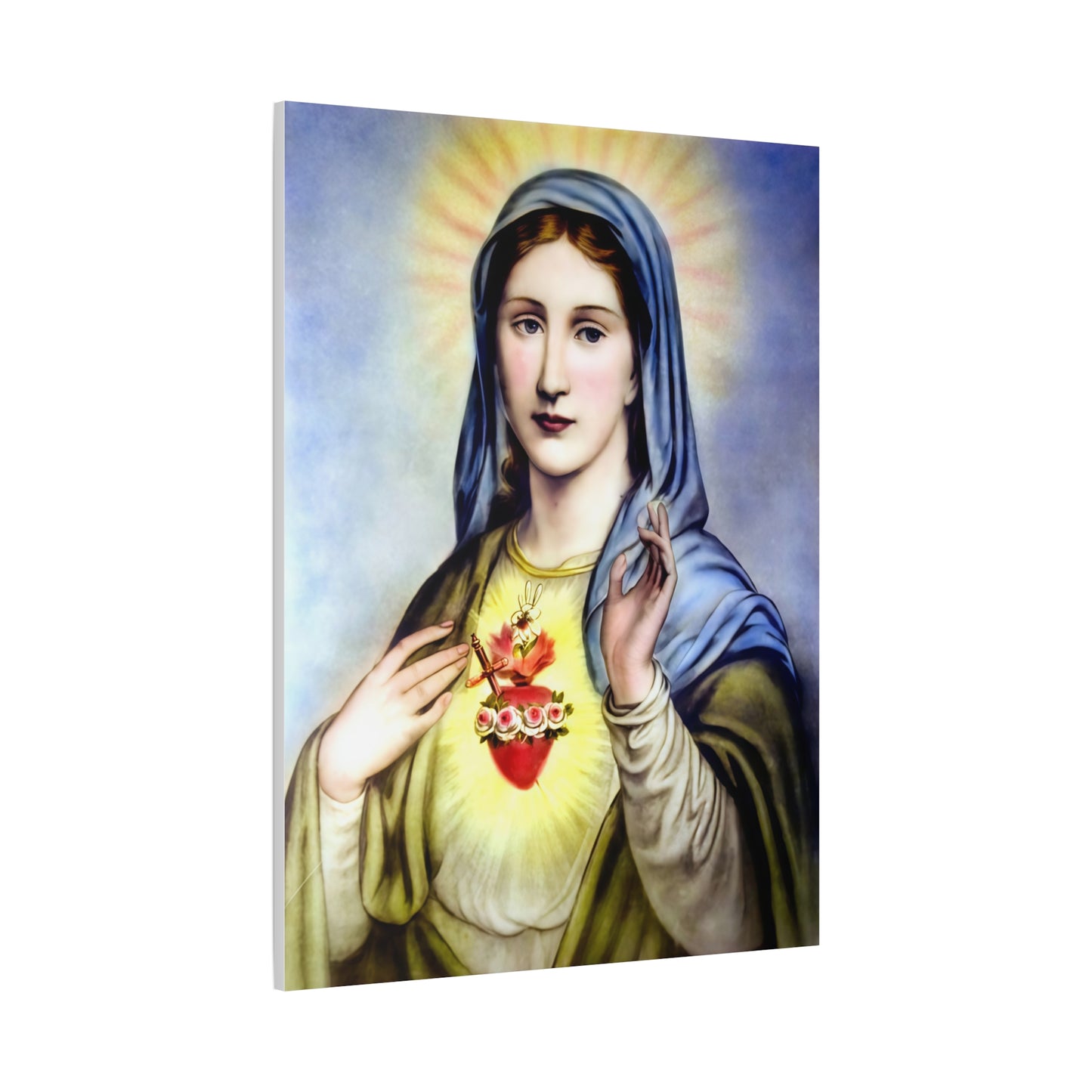 Ready to Hang - Immaculate Heart Virgin Mary Catholic Canvas Wall Art, Christian Decor