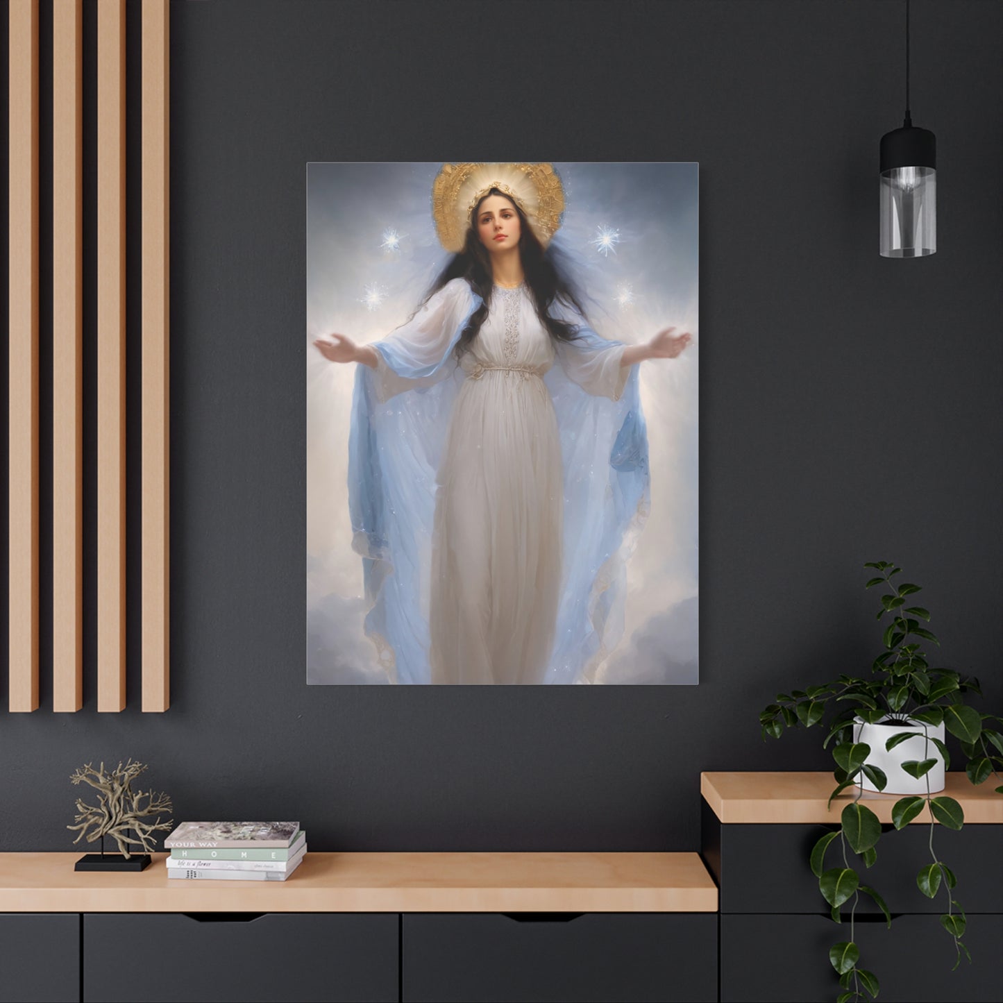 Ready to Hang - Our Lady of Stars Virgin Mary Catholic Canvas Wall Art, Christian Decor