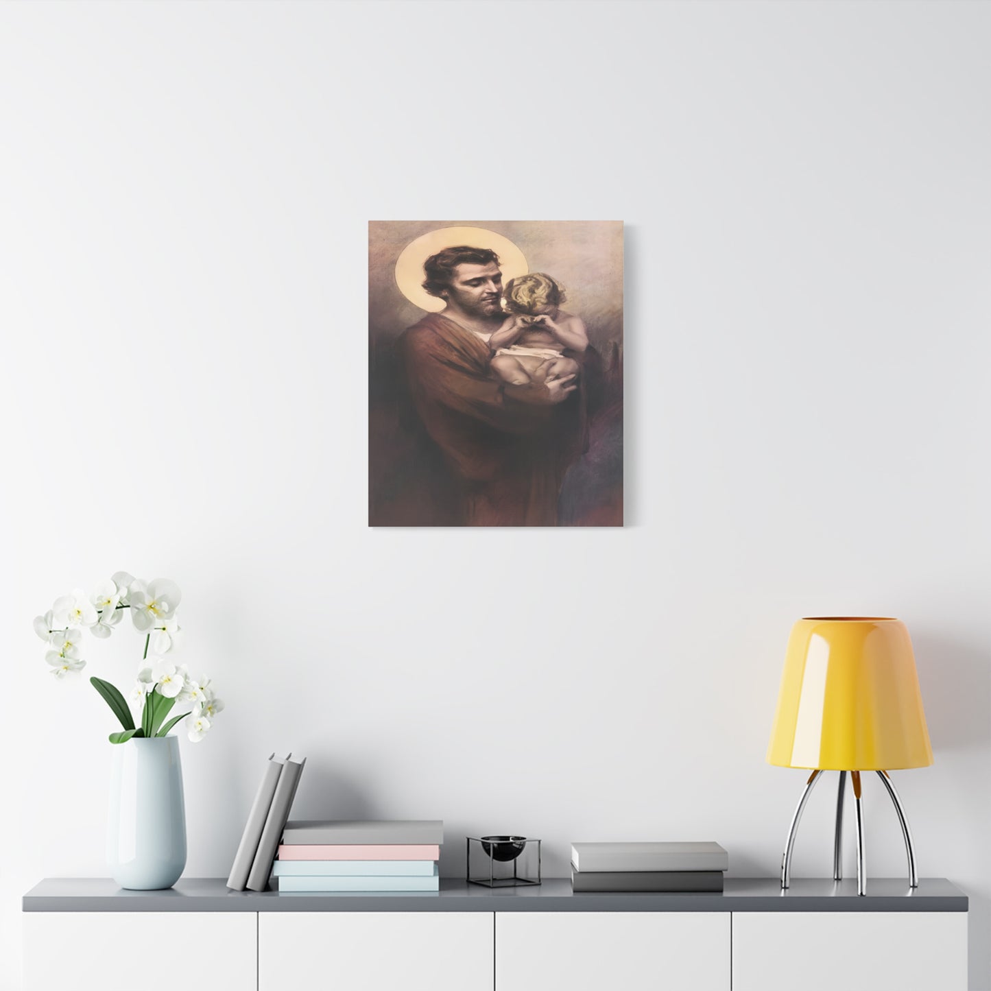 St. Joseph & Child Jesus Crying - Chambers - Catholic Canvas Wall Art, Christian Decor