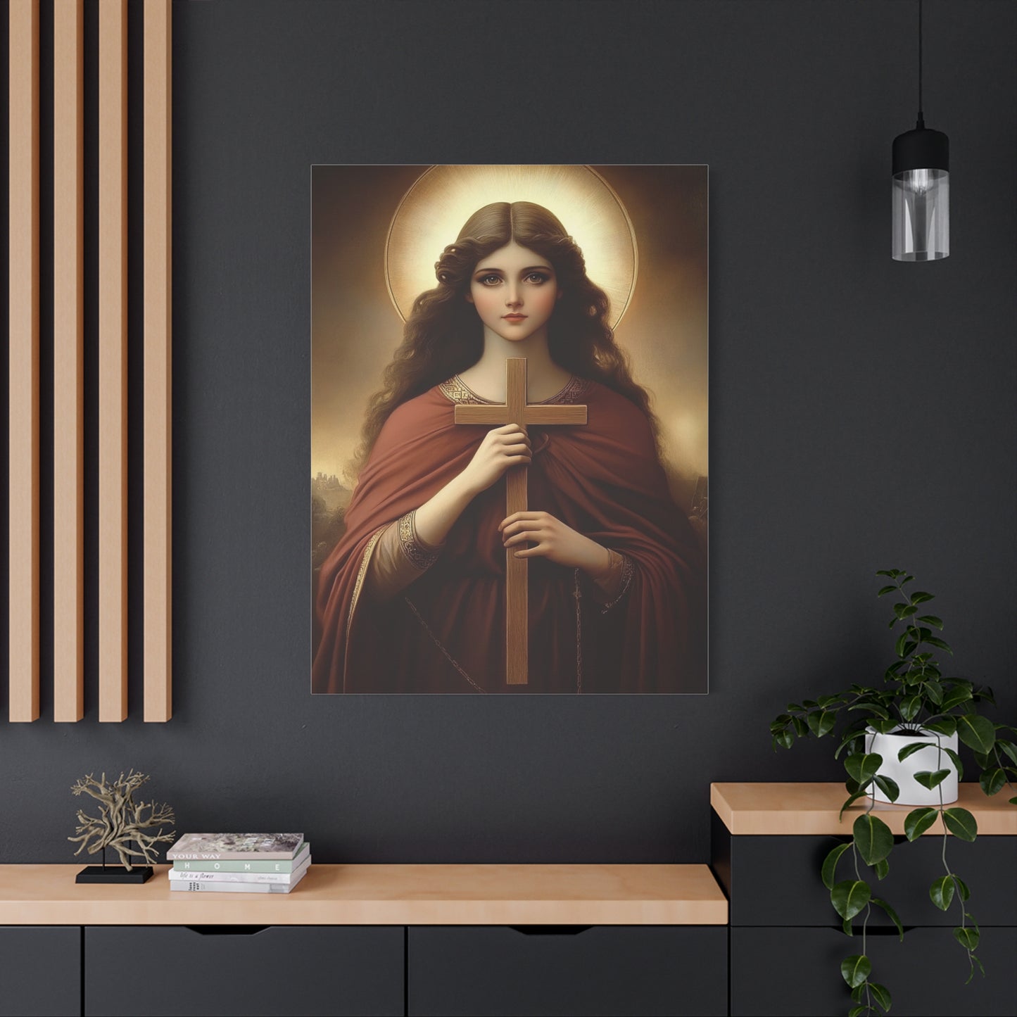 St. Helena and the True Cross Catholic Canvas Wall Art, Christian Decor