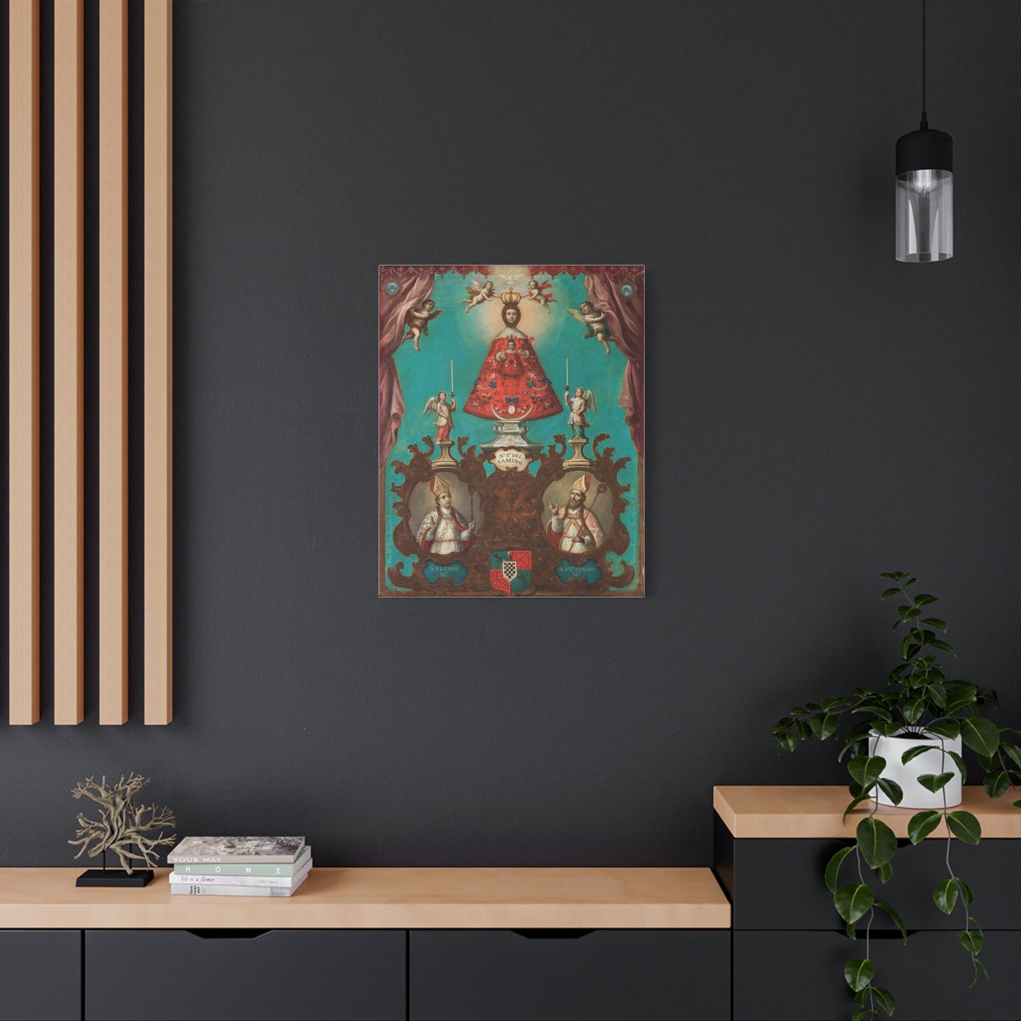The Virgin of El Camino with St Fermin and St Saturnino Catholic HQ Print on Canvas Ready To Hang - Virgin Mary Canvas