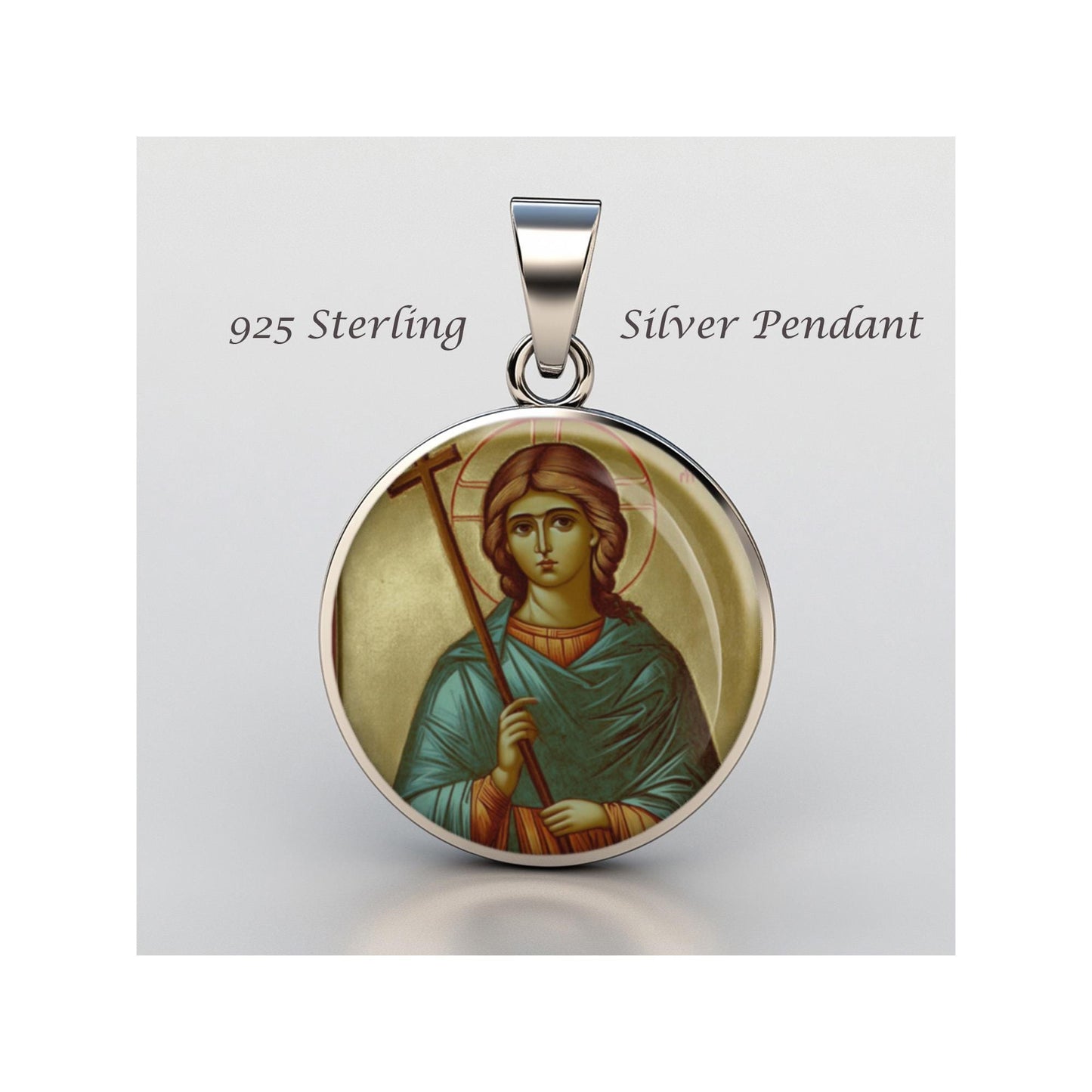 Saint Victoria Religious Christian sterling silver 925 Christian Medal Patron Pendant