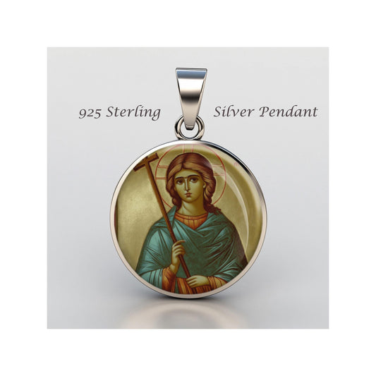 Saint Victoria Religious Christian sterling silver 925 Christian Medal Patron Pendant