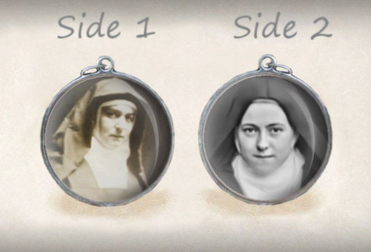 St Edith Stein and St Therese of Lisieux Black and White Double Sided Pendant Round